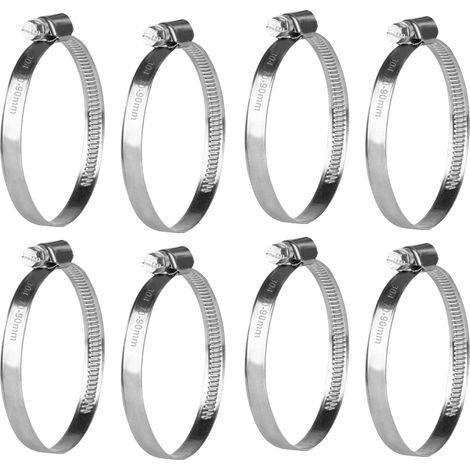 8 Pcs Collier de Serrage Tuyau Réglable 70-90 mm, Collier de Serrage en Acier Inoxydable, Colliers de Serrage à Vis Metallique, Boulons Collier Durite pour Tuyaux de Essence Diesel Piscine (1/5)