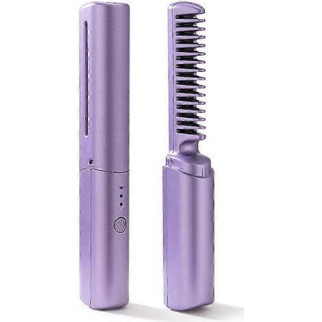 Mini lisseur rechargeable USB, brosse lissante sans fil, lisseur de voyage, peigne lisseur électrique portable avec brosse chauffante (1/5)