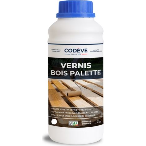 Codève Bois – Vernis pour bois extérieur 1 L – Protection contre gel, neige et soleil – Application facile sans coulure – Pour bois de palette en pin, sapin, douglas