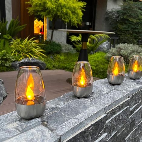 6 Solar Teelichter wasserdicht & mit Flackereffekt Außenbeleuchtung für Garten, Terrasse und festliche Dekoration (1/5)