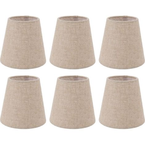 6 pièces petit abat-jour Clip sur tambour abat-jour en tissu de lin pour bougies ampoules accessoires d'éclairage (1/4)