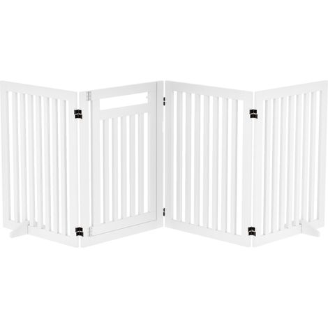Cancelletto pieghevole per cani senza fori 4 pannelli con porta e piedi di supporto 81 cm (1/4)