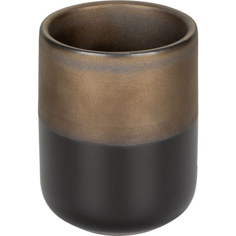 Porta spazzolini nero opaco e bronzo in ceramica Teos (1/4)