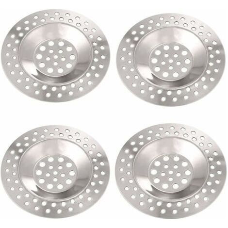 Filtre evier inox 4 Pièces Filtre Lavabo de Décharge en Acier Inoxydable Filtre Evier Ccuisine Bouchon Évier de Bonde Avabo pour Cuisine et Salle de Bain de Douche Diamètre 75mm (1/4)