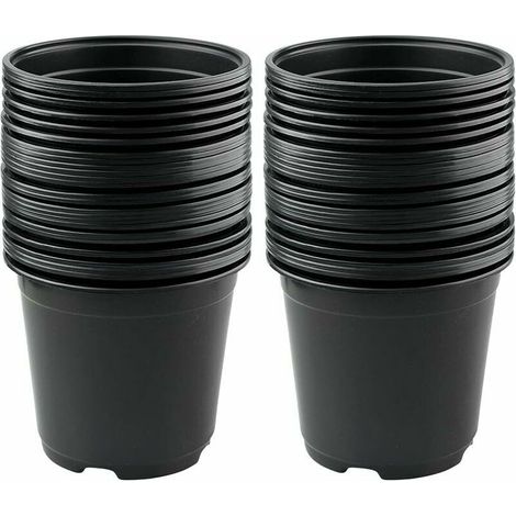 Lot de 50 Pots de Fleurs en Plastique Noir de 15 cm pour Plantes Succulentes, Légumes et Boutures (1/5)
