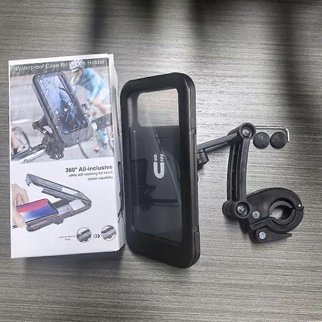 Support magnétique étanche pour téléphone, compatible vélo et moto, avec support télescopique en ABS et coque compatible écran tactile, rotule réglable antichoc. (1/5)