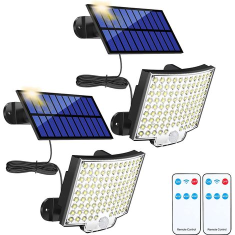 Bleosan – Projecteur solaire extérieur 106LED étanche – Détecteur de mouvement IP65 – Télécommande 3 modes – Câble 5M pour installation flexible (1/4)