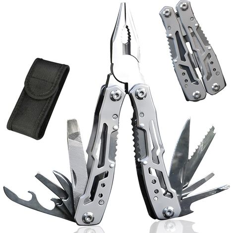 multi-usages pour hommes, outil multi-usages pour la Saint-Valentin, en acier inoxydable multifonction couteau pliant multi-outils, pince multifonction avec étui (1/5)