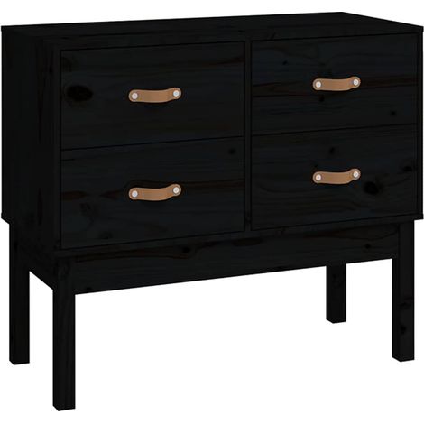 Armoire console，Table d'appoint，Bout de canapé，Meuble d'entrée Noir 90x40x78 cm Bois de pin solide