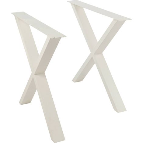 Pied de table croix en acier blanc design moderne élégant - Blanc mat contemporain (1/5)