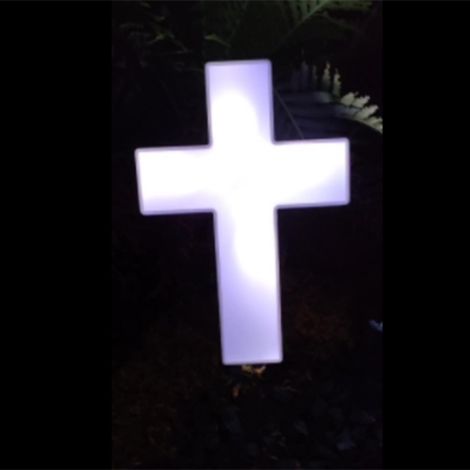 Croix lumineuses à LED alimentées à l'énergie solaire pour monuments commémoratifs de cimetière, pierres tombales, poteaux d'éclairage en forme de croix, marqueurs de tombes de jardin et décorations d