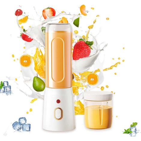 Frullatore da 427 ml con doppio bicchiere, ricaricabile tramite USB, con 10 lame, ideale per frullati, smoothie, integratori alimentari e ghiaccio tritato. (1/5)