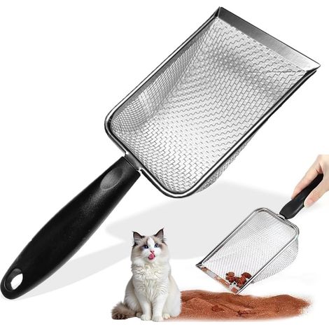 Katzenstreuschaufel aus Metall, feinmaschige Katzenstreuschaufel, robuste Katzenstreuschaufel aus Metall, 3,5 mm Katzenstreuschaufel aus Metall, leicht zu reinigen, geeignet für Katzentoiletten