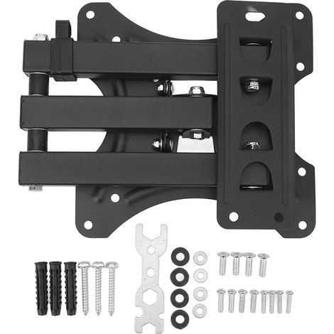 Support Mural Tv Acier Pivotant Inclinable Pour Écran 14-42 Pouces - Fixation Murale Pliable Charge Lourde - Noir (1/5)