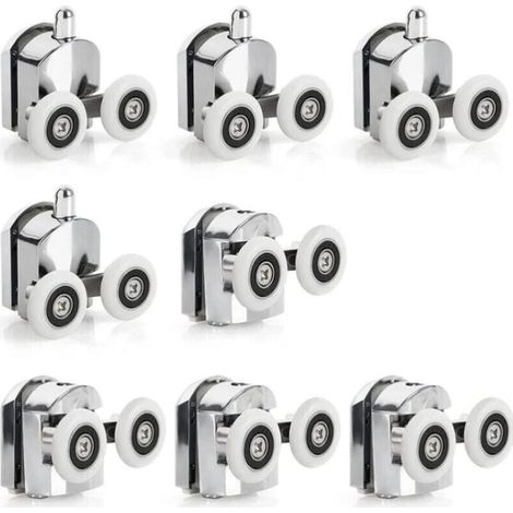 CCYKXA 8pcs Sliding Shower Door Roller Zinc Alloy Shower Sliding Door Wheels 23mm Diameter Twin Wheels Replacement for Bathroom (1/4)