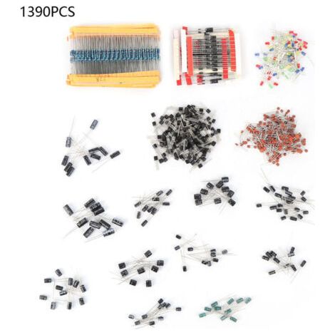 1390PCS Ensembles condensateur assortiment de composants électroniques résistance circuit imprimé kit electronique caisse rangement Composants electroniques partie électronique Plastique (1/4)