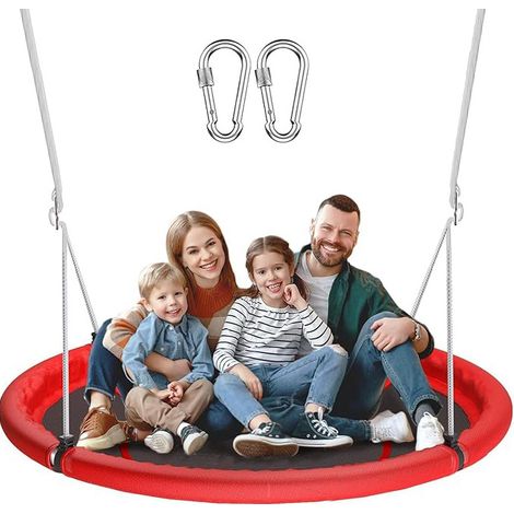 Runde Nestschaukel 110 cm rot aus Stahl und Polypropylen MODENUIT (1/5)