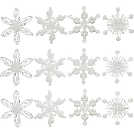 Kaemingk Weihnachtsanhänger Schneeflocke weiß mit Glitter