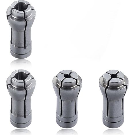 4PCS Adaptateur de pince de serrage pour meuleuse à colonne Adaptateur de pince de serrage pour meuleuse à colonne Petit jeu de pinces de serrage 1/4 à 1/8 Adaptateur de pince de serrage