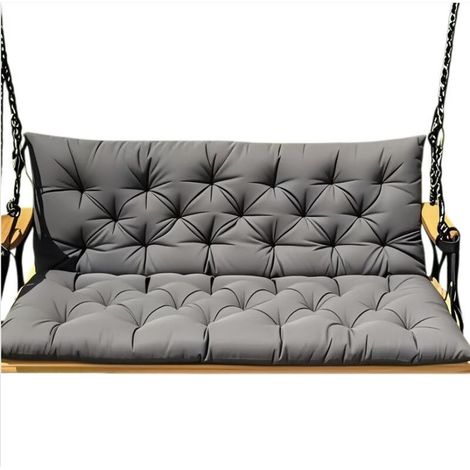 Coussin d'assise d'extérieur 100 x 100 x 50 cm - 100 % polyester - confort optimal pour bancs, balancelles et canapés - gris foncé (1/4)