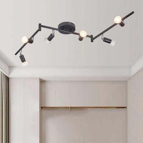 Spot de Plafond LED 6 Ampoules Plafonnier de Salon Plafonnier Moderne Spot de Plafond Rotatif à 330° Spot Rotatif, Noir (1/5)