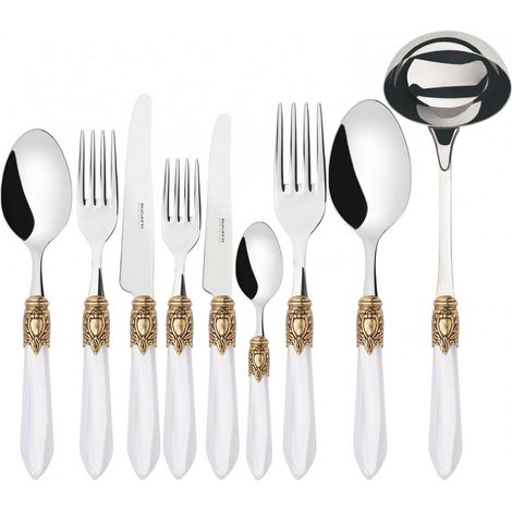 OXFORD Ghiera Dorata, Posate Set 75 Pz, Scatola Gallery, Casa - Colore: Bianco (1/2)