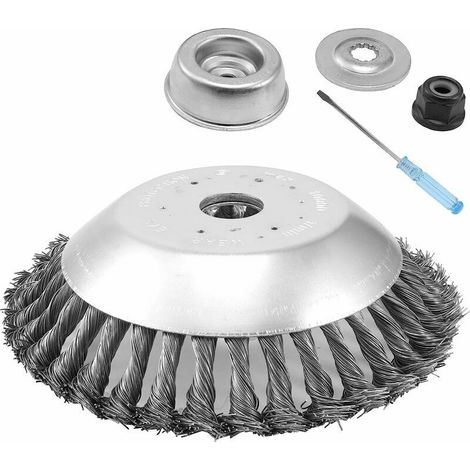 Tête Brosse Désherbage pour Débroussailleuse, avec Contre-écrou Plateau désherbage en Fil d'acier 8in (1/5)