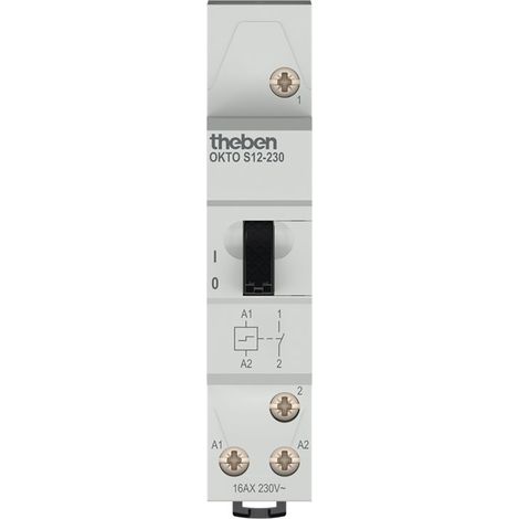 THEBEN 3120120 OKTO S12-230 INTERRUPTOR DE CORRIENTE I RELÉ DE SOBRECARGA I 230V I ELECTROMECÁNICO I CARRIL DIN I 1 CERROJO I LE