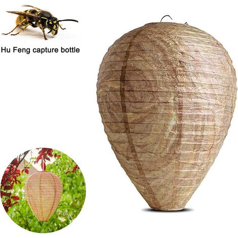 4pcs nid de guêpe leurre suspendu faux piège papier non toxique leurre efficace dissuasif frelons d'abeilles faux nid pour la maison et le jardin à l'extérieur (1/5)