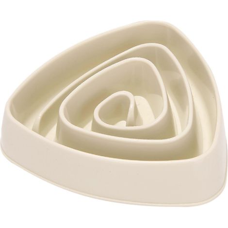 Dreifach eckiger, rutschfester Futternapf für Haustiere aus Kunststoff, Anti-Choke-Napf, Hundenapf, Futternapf (beige W (1/5)