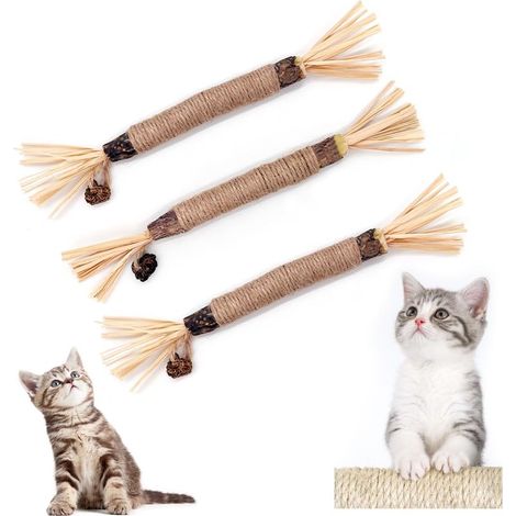 Katzenminze-Sticks, Kausnacks für Katzen, Kausnacks für Katzen zur Zahnhygiene und gegen Mundgeruch (3 Stück) (1/4)