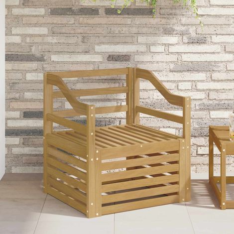 Canapé de Jardin 1 Place en Bois d'Acacia Massif Blanc Fauteuil d'Extérieur Modulaire, 14.9kg - PANGIVO (1/5)
