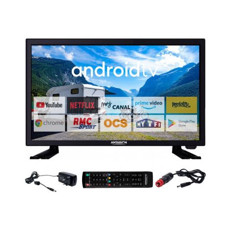 ANTARION TV LED 22" 55cm Téléviseur FULL HD ANDROID Bluetooth Smart TV Camping Car