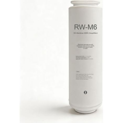 VIESTA® RW-M6 membrana RO 800G filtro de repuesto original para RW250 ósmosis inversa  etapa 2 con 0,0001 µm  reduce metales pesados, microorganismos y microplásticos  24–36 meses (1/2)