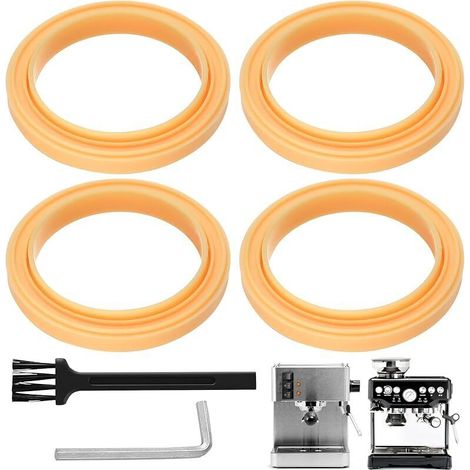 4 Pz Joints d'étanchéité pour groupe d'infusion de machine à café, 64 mm Anneaux de vapeur en silicone de rechange pour Breville Espresso et Sage Barista Express, M4 Clé et brosse incluses