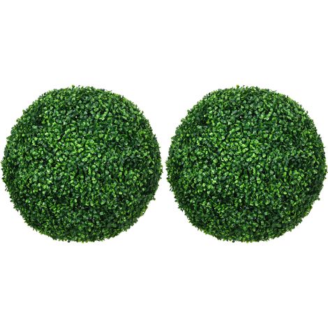 Set di 2 sfere di bosso artificiale da 50 cm, plastica, verde (1/5)