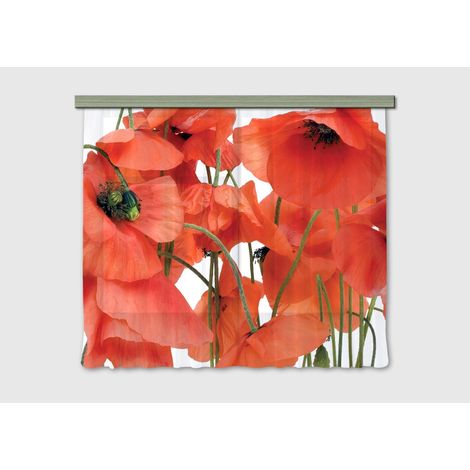 Rideau imprimés fleurs de coquelicot en gros plan 180x160 cm, 2 pièces (1/5)