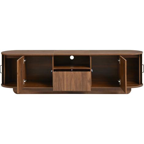 Mobile TV 180 cm con porte scorrevoli, 3D a onde, MDF e truciolare, noce (1/5)