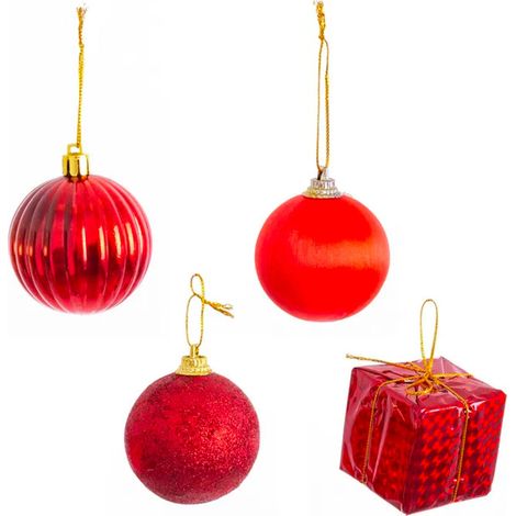 Set de 20 boules de Noël rouges - 4cm (1/3)