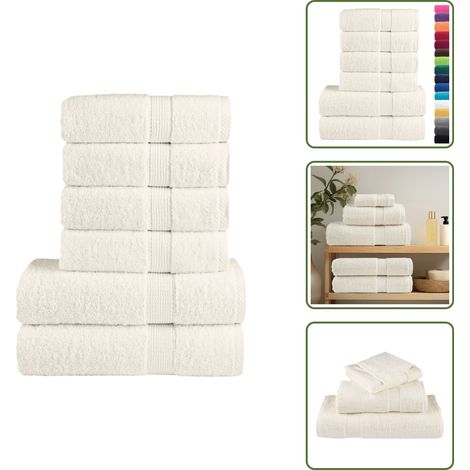 6 tlg. Premium-Handtuch-Set SOLUND Creme 600 g/m² - Baumwolle - Handtücher - Badetücher - Cremefarben - Waschbare Handtücher (1/5)
