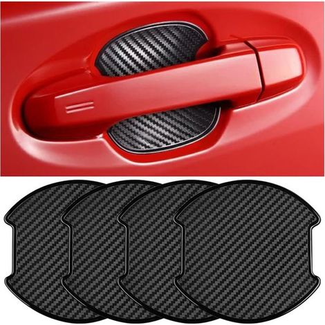 Película resistente arañazos manijas automóviles, 4 pegatinas 3D TPU textura fibra carbono automóviles, universalmente mayoría automóviles (1/5)