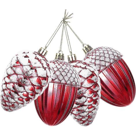 12 Stück Weihnachtsbaum-Anhänger aus Kunststoff in Eichelform, Hängedekorationen für Weihnachten (1/2)