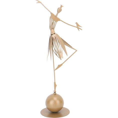 statue jardin exterieur-Statue Métallique de Danseuse pour Décor de Jardin, Balcon et Bibliothèque – Sculpture Extérieure en Fer Anti-Tache, Hauteur 28cm (1 Statue + 1 Socle) (1/5)