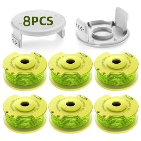 royaluxe -8 Paquet Modèle Actualisé Bobine Fil Coupe Bordure Convient pour Ryobi One +18v,24v,40v Coupe Bordures,Ø2.0mm et 3.4m Longueur AC14RL3A Remplacements Coupe Bordure(6 Bobine,2 Couvercle) (1/5)