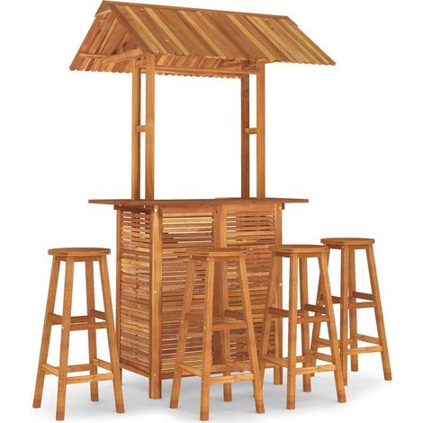 Maison Exclusive - Juego muebles de bar de jardín 5 piezas madera (1/5)