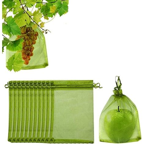 100 Pièces Sac de Protection de Fruits Filet de Raisin Filet Anti-Insectes Sac en Organza à Maille Fine Réutilisable Plante de Jardin Filet de Protection de Fraise Contre la Mouche de Vinaigre de Guêp (1/5)