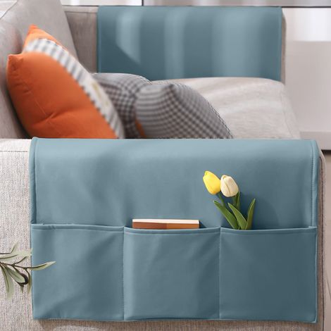 Copribraccioli impermeabili, adatti per sedie e divani, con tasche laterali, protezioni antiscivolo per mobili, copribraccioli lavabili - blu.