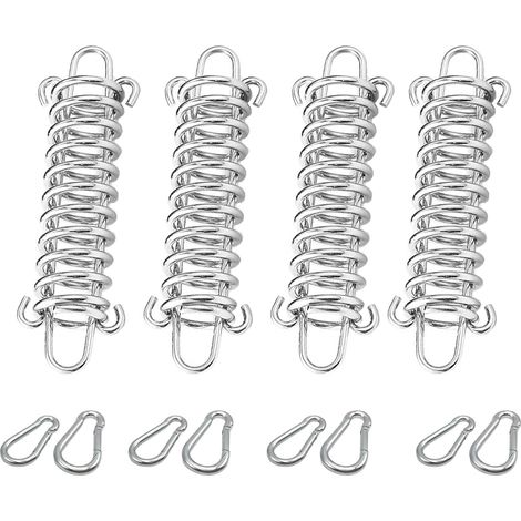 Lot de 4 ressorts de traction avec crochets, en acier inoxydable, ressort de traction haute résistance, kit de fixation pour tente de camping, auvent et extérieur (1/5)