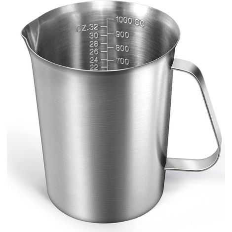 Misurino con beccuccio - Misurino - Misurini - Brocca graduata - Misurino - con beccuccio - graduato - Acciaio inox - 1 litro - Argento (1/5)