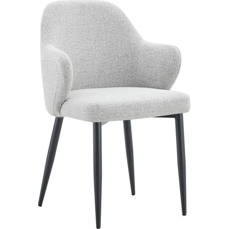 Set di 2 sedie da pranzo in tessuto grigio chiaro, gambe metalliche nere, 83 cm (1/5)